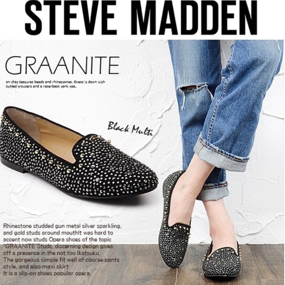 steve madden black studded flats